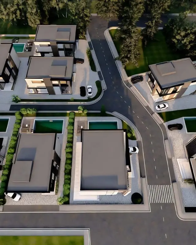 The villas from above