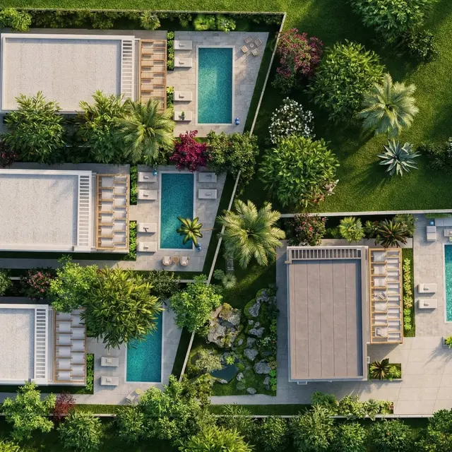 Villalar ve havuzlar yukarıdan