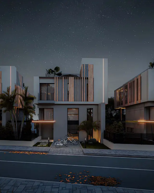The houses at night