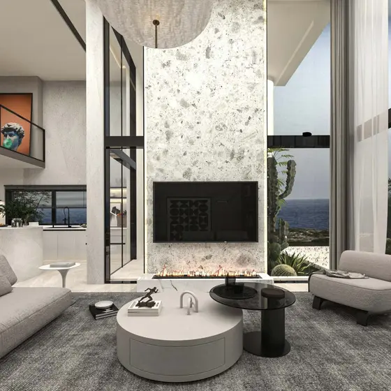 Living room and kitchen