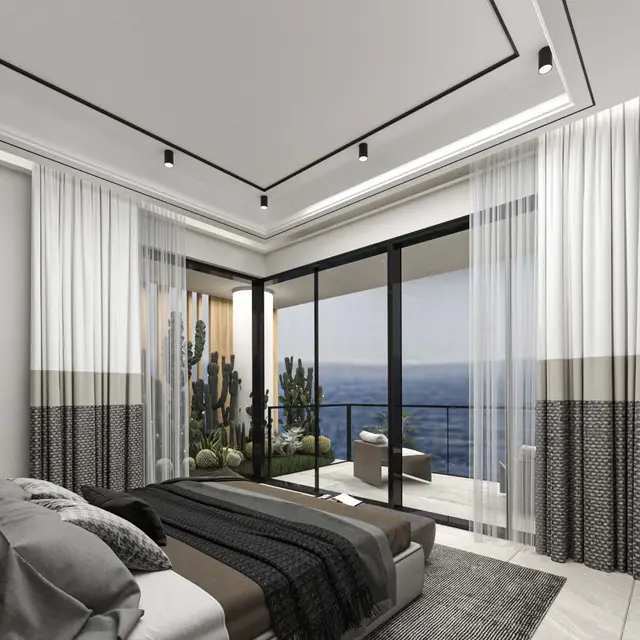 Bedroom with a sea view